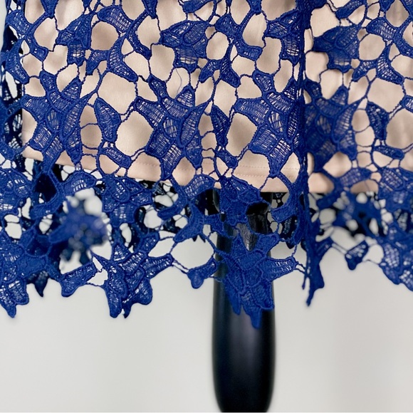 Anthropologie Lace Slip Boho Women's Dress Navy Blue Midi Built In Bra XS - Picture 5 of 13